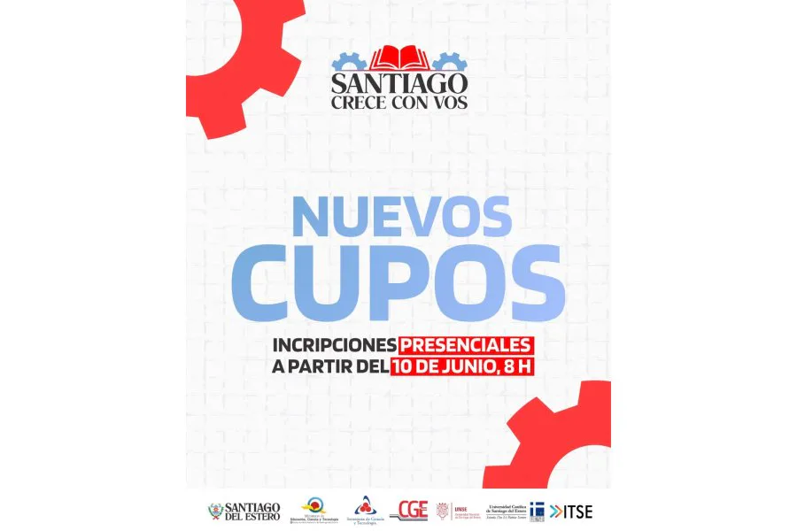 “Santiago Crece con Vos” abre nuevas inscripciones para cursos técnicos y digitales en toda la provincia