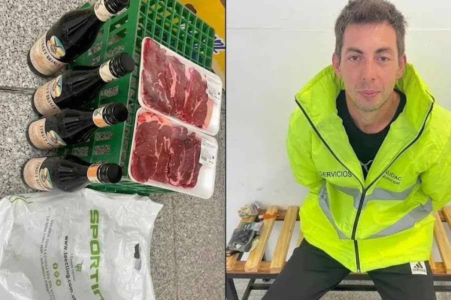 Un hombre intentó robar cuatro botellas de fernet y cortes de carne desde un supermercado céntrico y terminó tras las rejas