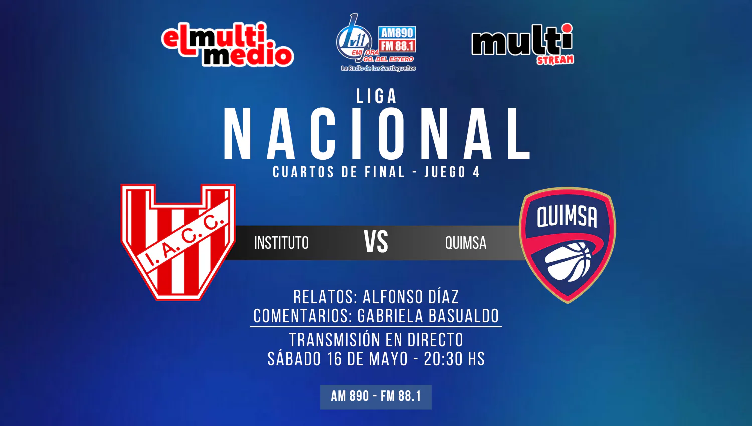 Quimsa buscará su clasificación a las semifinales de la Liga Nacional con transmisión de LV11