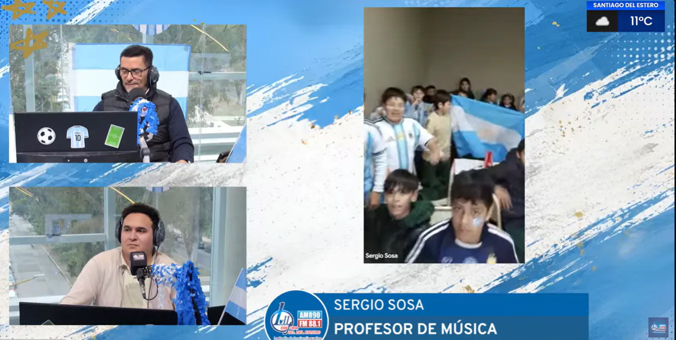 El profesor Sergio Sosa y sus alumnos le pusieron ritmo y color a la mañana de LV11 antes del debut de la Selección