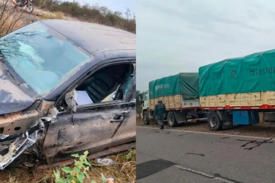 Fuerte choque entre una camioneta y un camión en la Ruta N°5 dejó dos personas hospitalizadas
