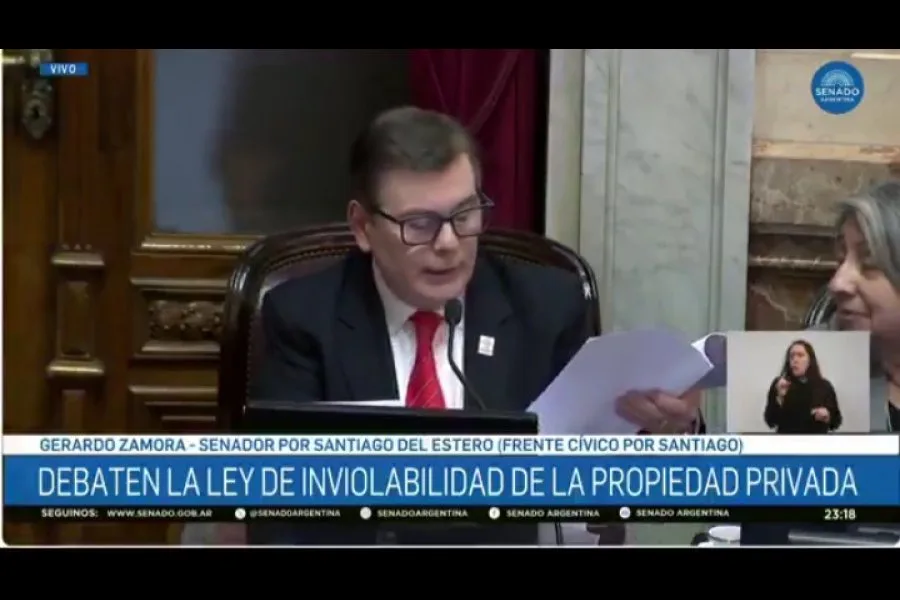 Gerardo Zamora defendió la soberanía nacional y rechazó la venta de tierras a extranjeros en el Senado