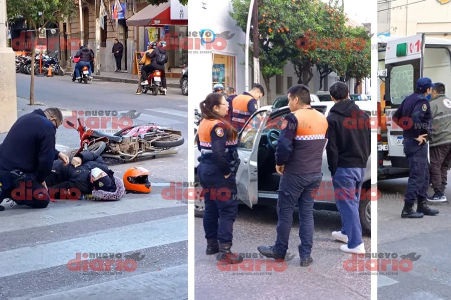Un choque entre un automóvil y una motocicleta en el centro de la ciudad dejó un conductor hospitalizado