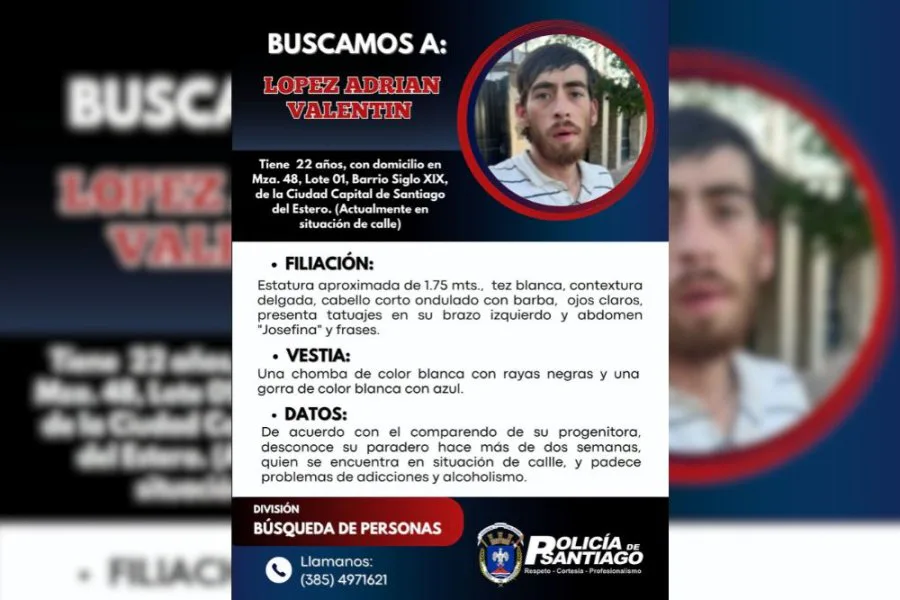 Buscan intensamente a un joven de 22 años que lleva dos semanas desaparecido en la Capital