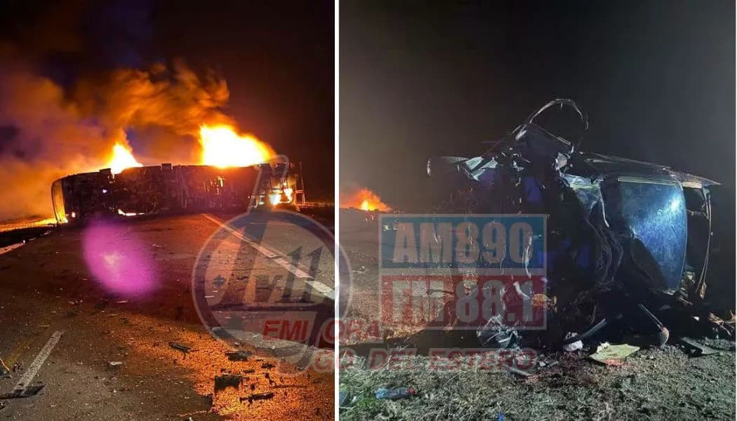 Tragedia en Santiago: dos personas murieron en un brutal choque frontal
