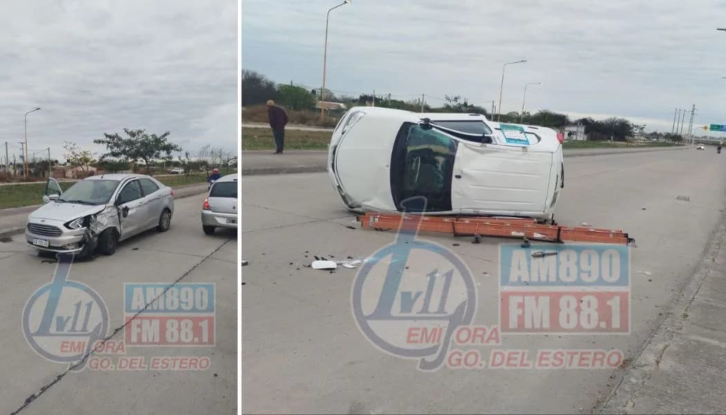Violento choque terminó con un auto volcado: un nene de 2 años viajaba en el otro vehículo