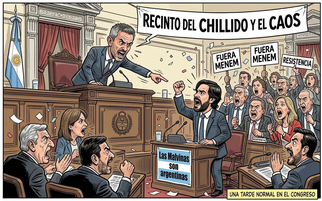 Polémica por las Islas Malvinas: críticas a Martín Menem tras pedir el retiro de un cartel en la Cámara de Diputados