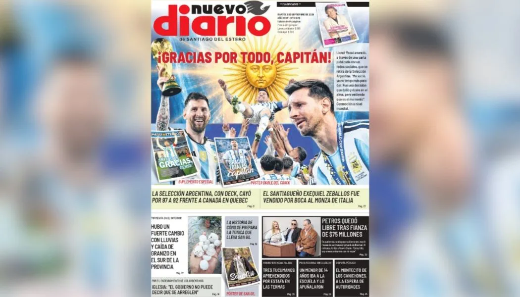 ¡Gracias por todo, capitán! Messi se roba la tapa de Nuevo Diario