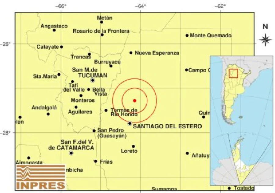 Registran un sismo de 2,7 grados de magnitud con epicentro al norte de Santiago del Estero