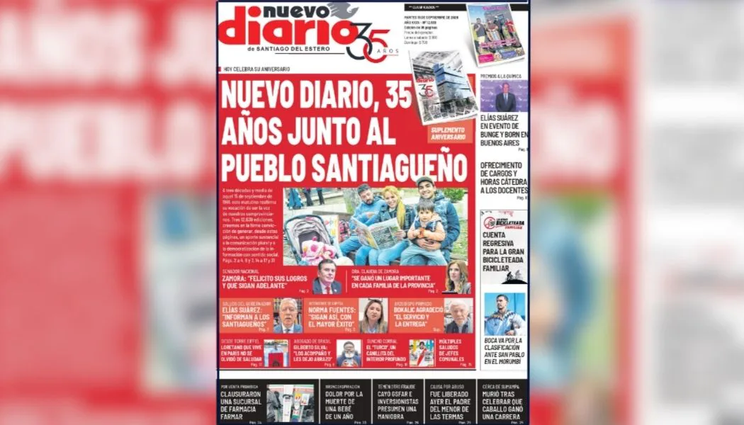 Nuevo Diario cumple 35 años y ya está en la calle la edición Nº 12.639