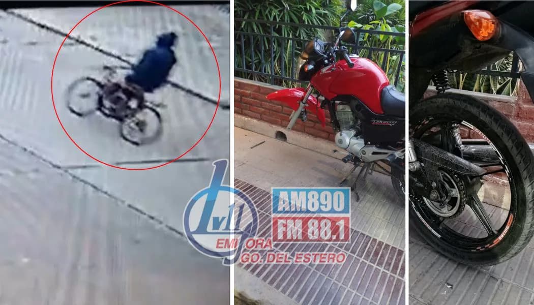 Video | B° Reconquista: con herramientas improvisadas, desmanteló parte de una moto y escapó con la rueda