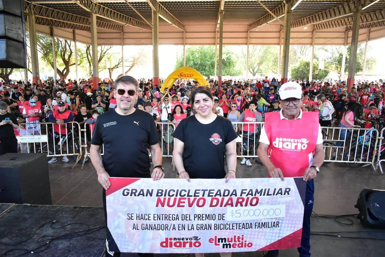 Débora Cárdenas, de La Banda, se adjudicó el súper premio de 5 millones de pesos en La Gran Bicicleteada Familiar