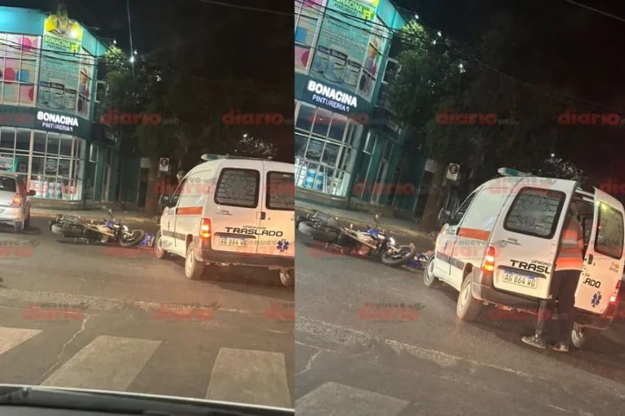 Ambulancia que llevaba a una mujer a parir chocó con una moto en pleno centro de la Capital