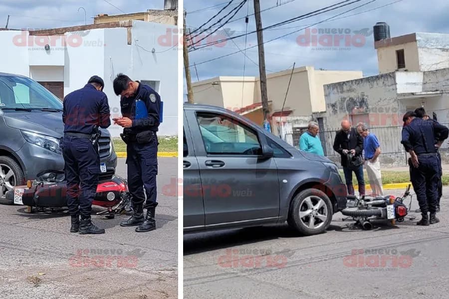Un auto cedió el paso, el motociclista siguió y chocó con una Mercedes-Benz Vito