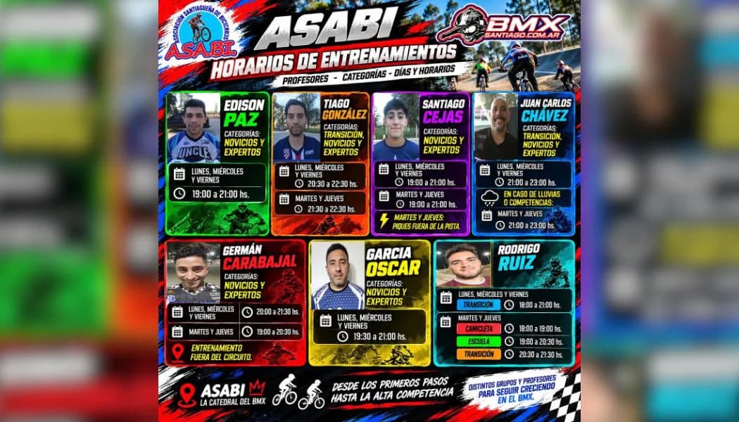 ASABI dio a conocer los nuevos días y horarios de entrenamiento para BMX Race