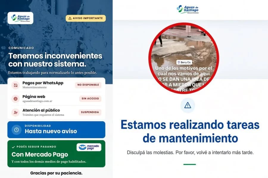 Aguas de Santiago, bajo presión: sin sistema, calles anegadas y un comercio que tuvo que cerrar