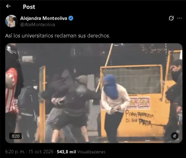 Denunciaron a Alejandra Monteoliva por discriminación e incitación a la violencia contra los universitarios