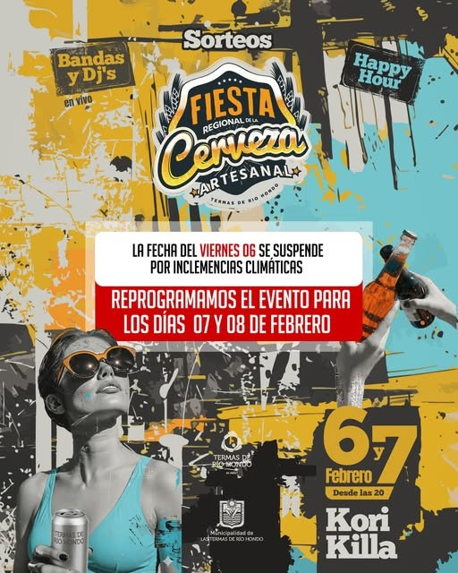 Por mal tiempo, reprograman la Fiesta Regional de la Cerveza Artesanal en Termas