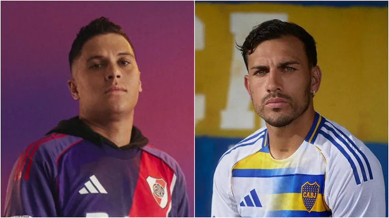 Adidas presentó las nuevas camisetas de Boca y River: violeta para River, franjas para Boca