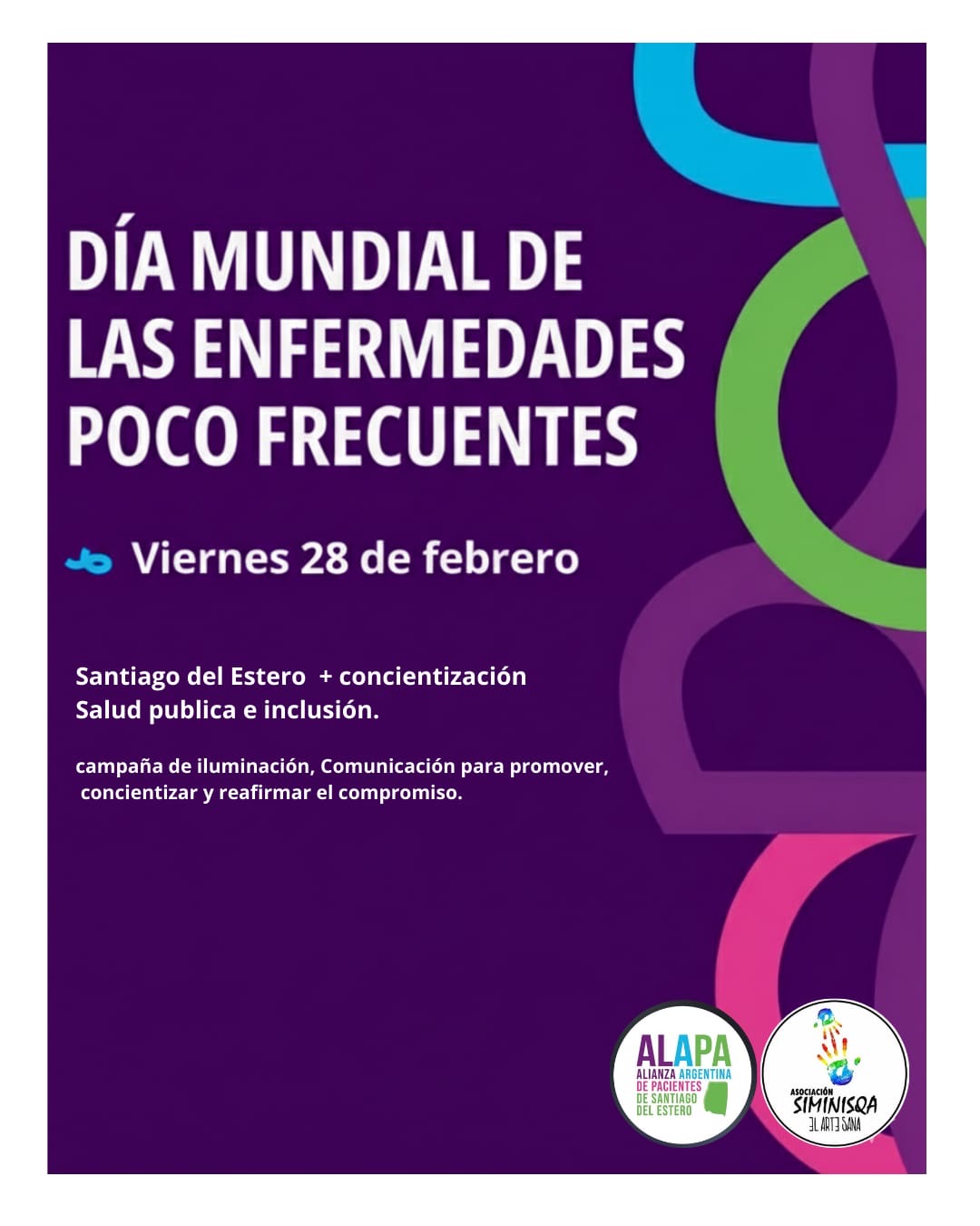 Santiago del Estero se ilumina de violeta para visibilizar las Enfermedades Poco Frecuentes