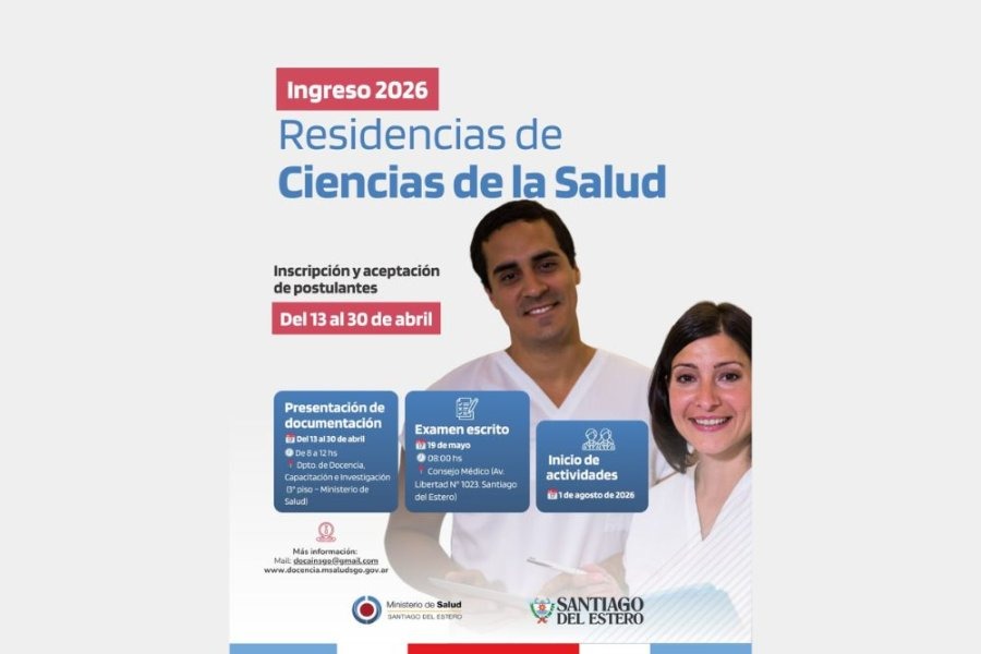 Convocan a profesionales de la salud para el sistema de residencias 2026